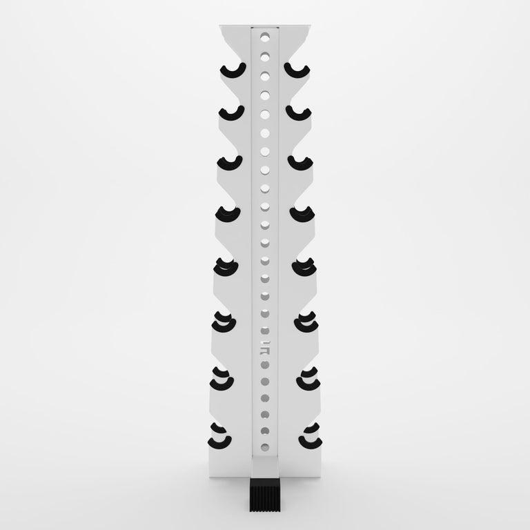 white alpha 8-tier vertical dumbbell storage rack
