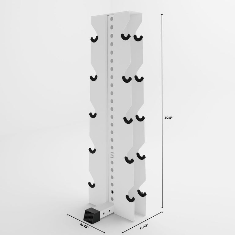 white alpha elite vertical dumbbell storage rack dimensions
