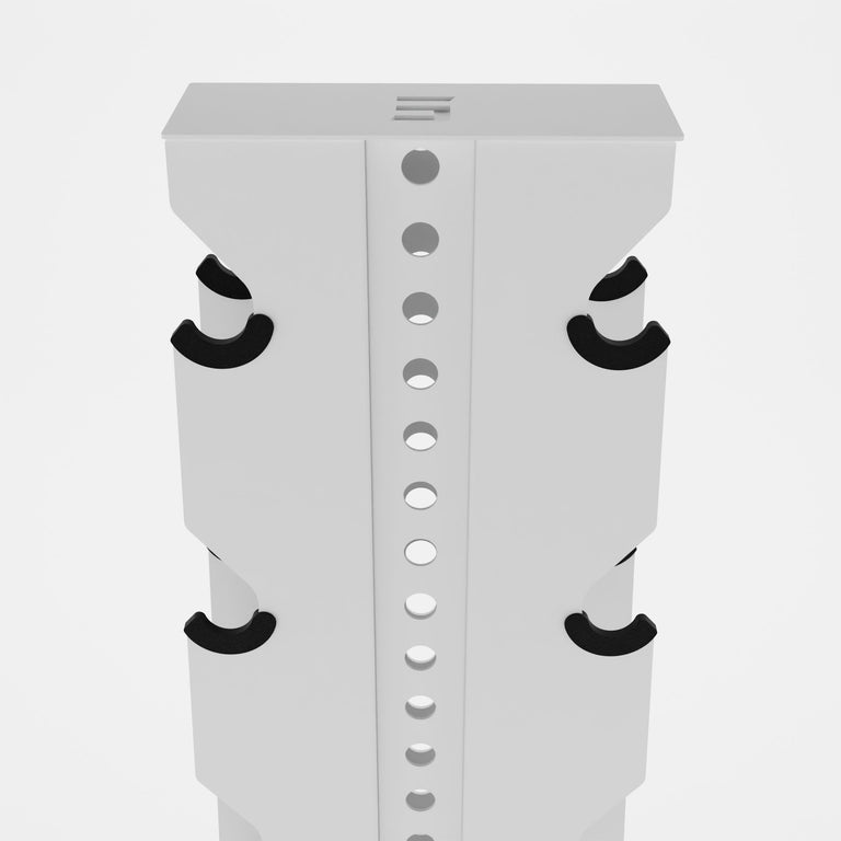 white alpha elite vertical dumbbell storage rack top view