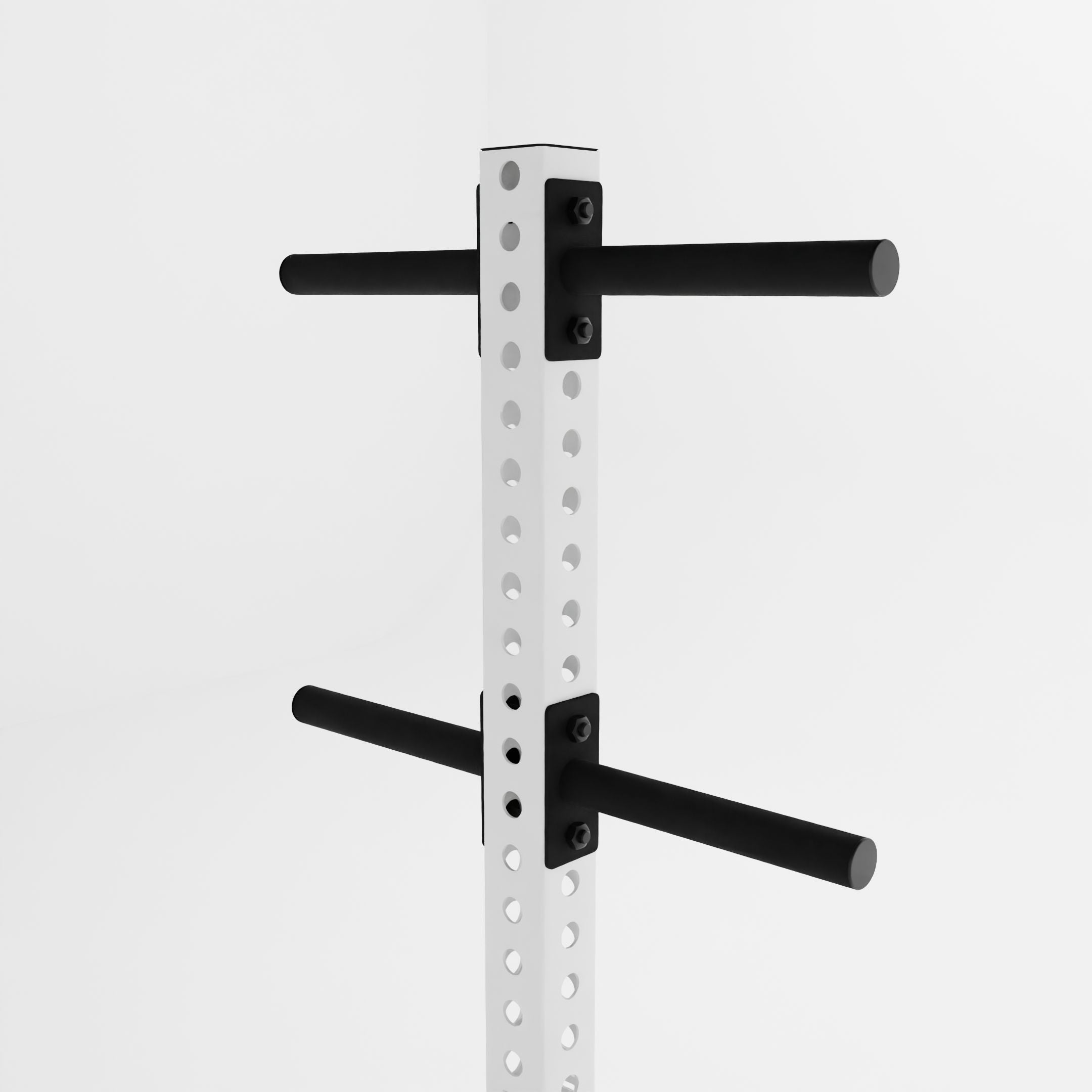 white alpha pk vertical hybrid plate and kettlebell storage rack top