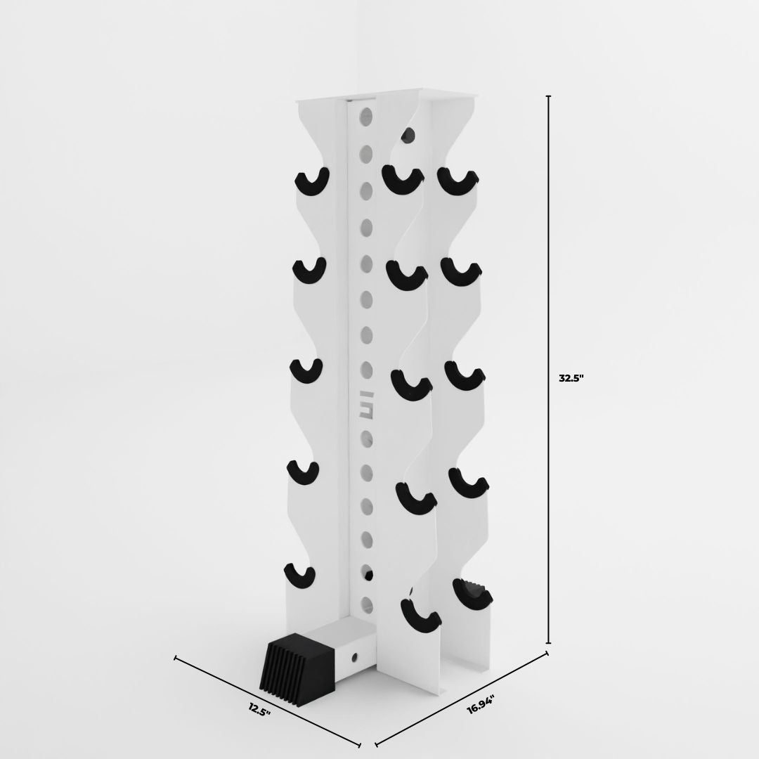 white bravo 5-tier vertical dumbbell storage rack dimensions