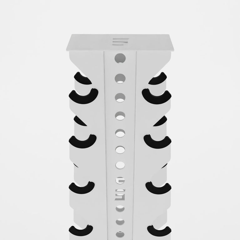 white bravo 5-tier vertical dumbbell storage rack top