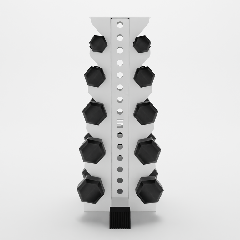 white bravo 5-tier vertical dumbbell storage rack