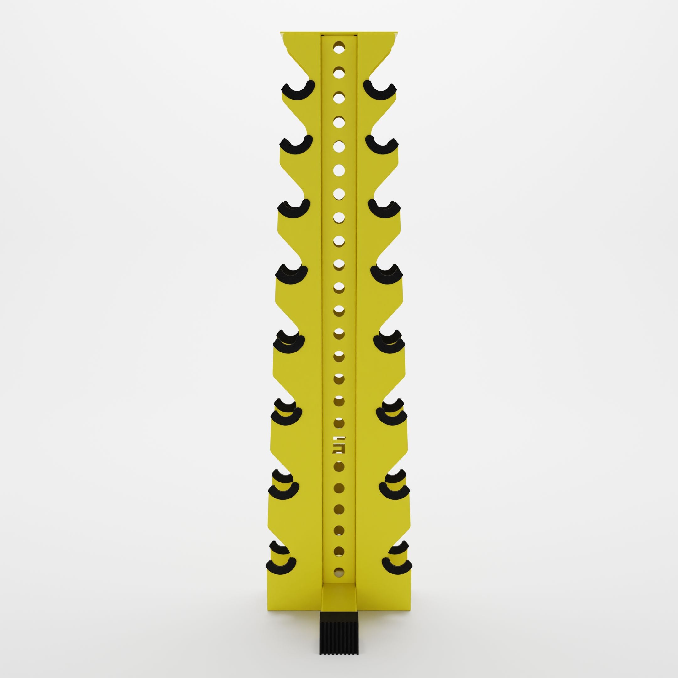 yellow alpha 8-tier vertical dumbbell storage rack