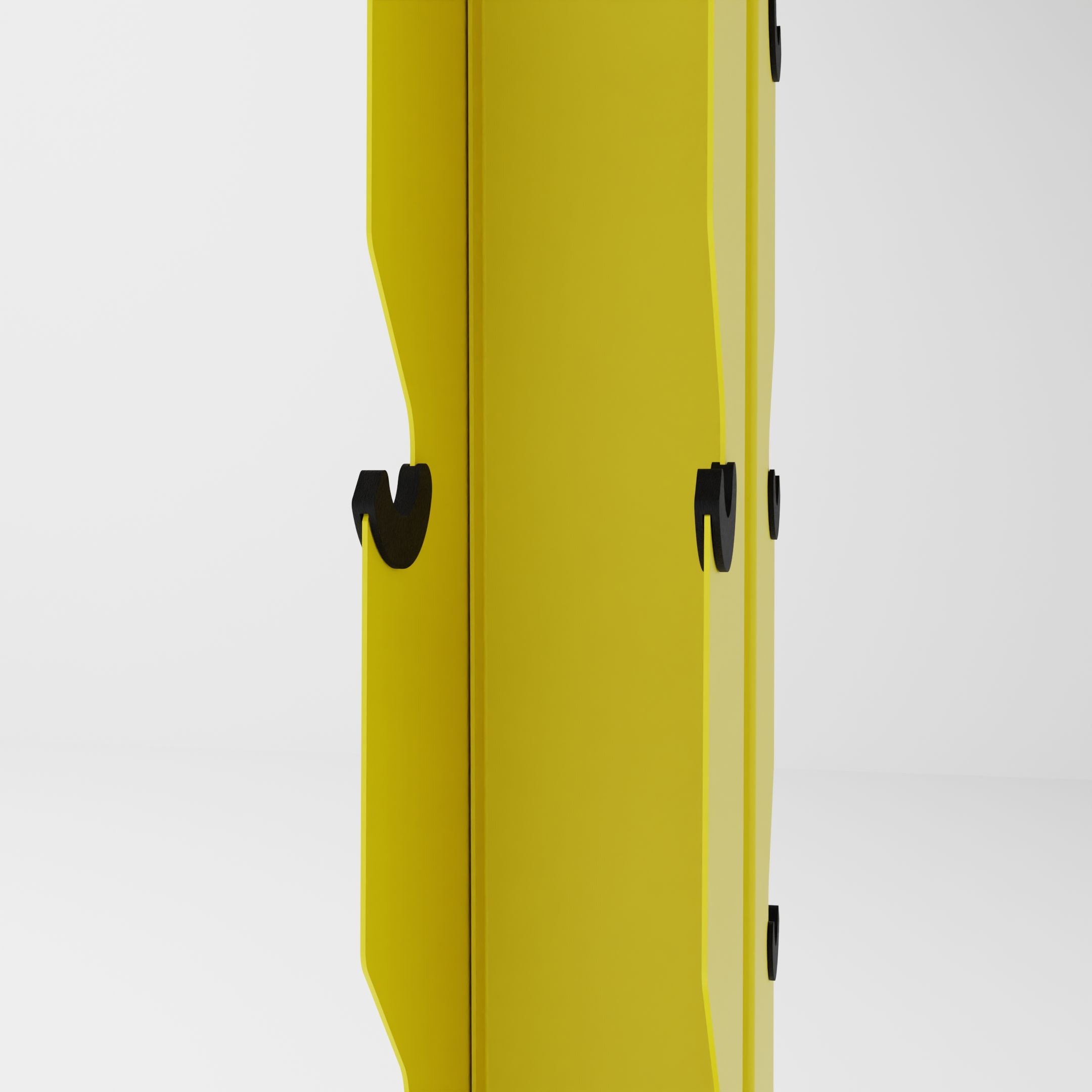 yellow alpha elite vertical dumbbell storage rack side profile