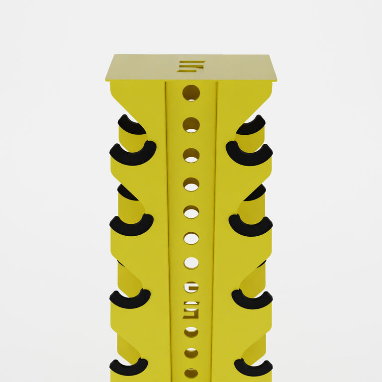 yellow bravo 5-tier vertical dumbbell storage rack top