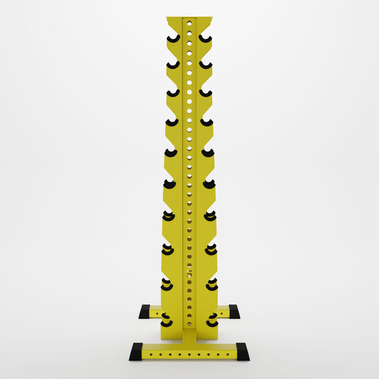 yellow delta 10-tier vertical dumbbell storage rack