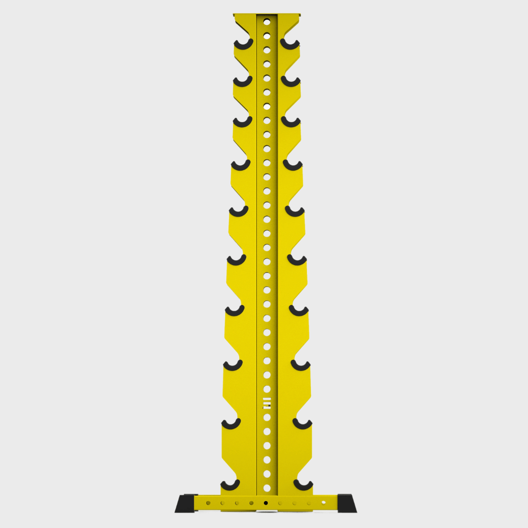 yellow delta 10-tier vertical dumbbell storage rack