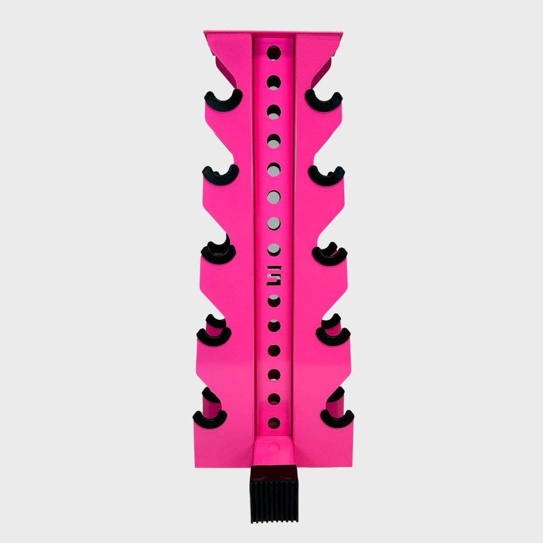 hot pink bravo 5-tier vertical dumbbell storage rack