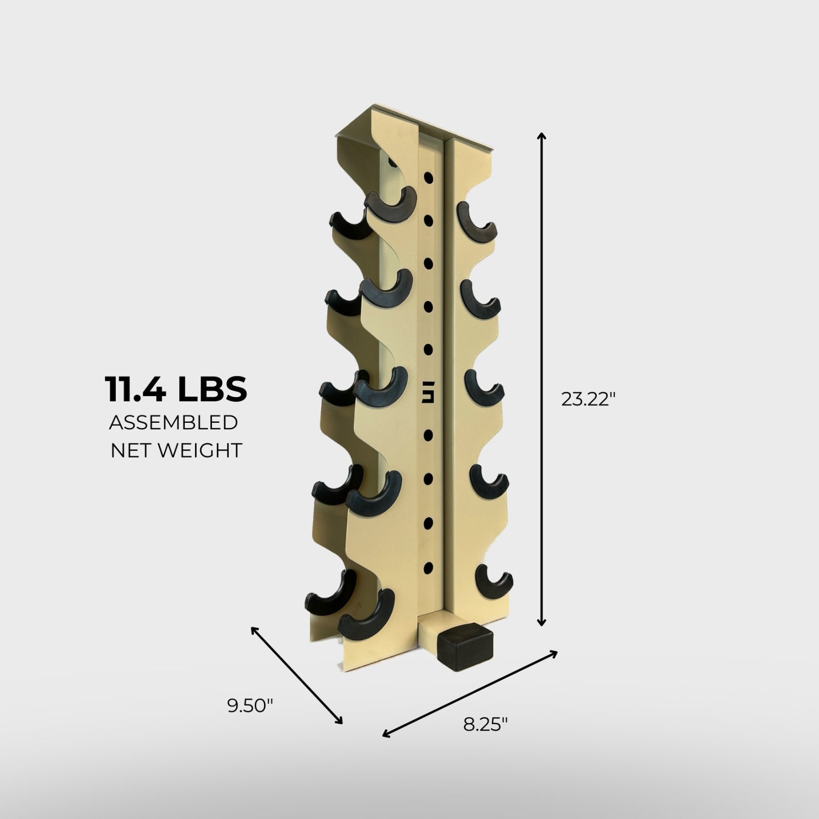 military tan charlie 5-tier vertical dumbbell storage rack and its product dimensions