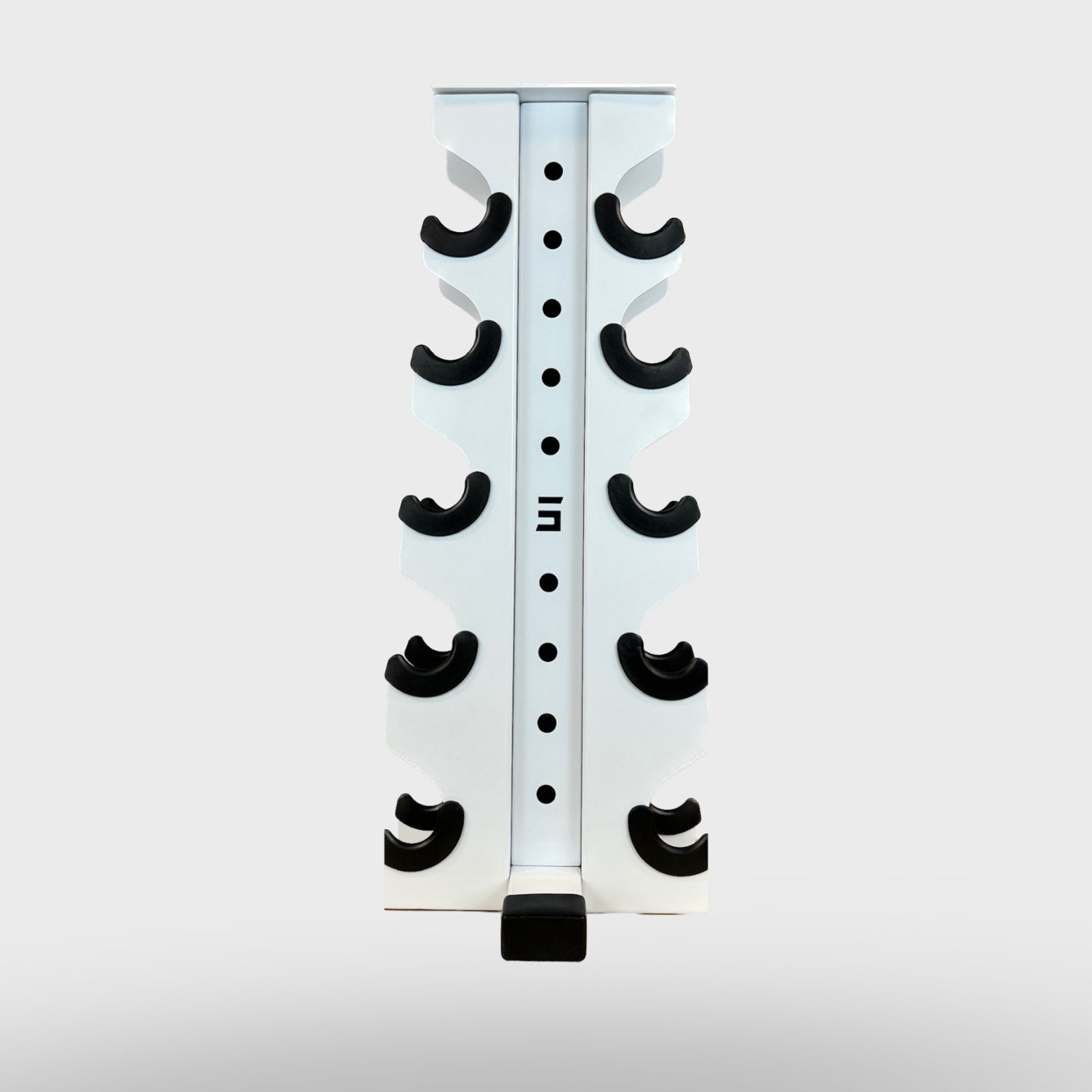 white charlie 5-tier vertical dumbbell storage rack