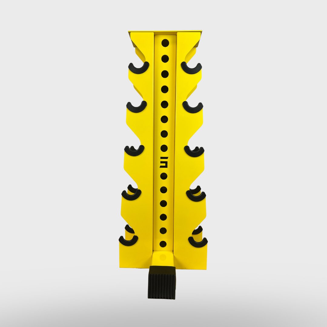 yellow bravo 5-tier vertical dumbbell storage rack